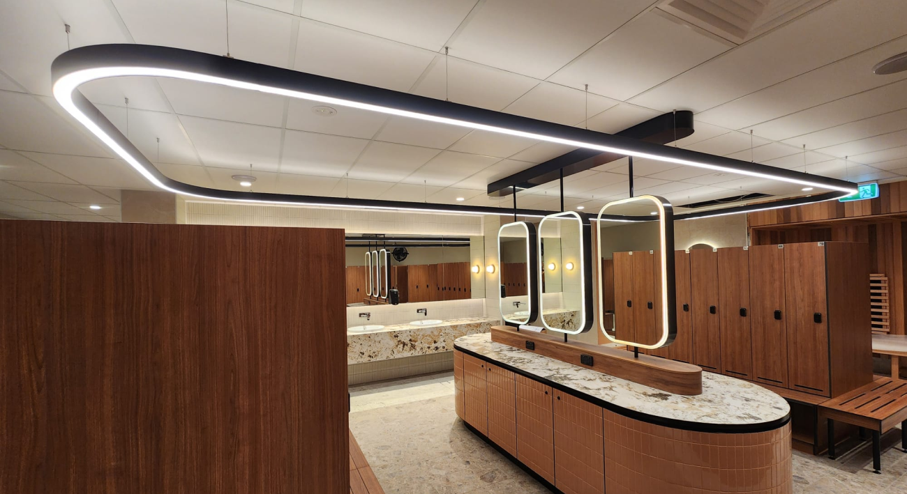 Industralight custom-manufactured oval suspended luminaire installed at Castle Hill RSL in NSW