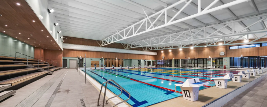 Industralight supplied The Summit Aquatic Centre with IP rated lighting - here are the floodlights in the pool area