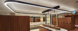 Industralight custom-manufactured oval suspended luminaire installed at Castle Hill RSL in NSW