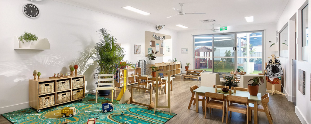 Green Leaves Early Learning Centre, Bundaberg, is lit with Industralight panels and downlights