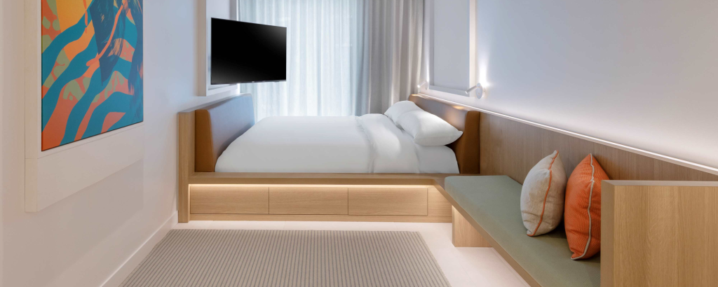 Lyf Bondi Junction Sydney hotel features custom Industralight striplighting.