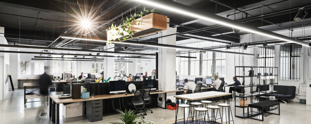 Industralight's LED linear and strip lighting installed at Papermoose's creative office and meeting room.