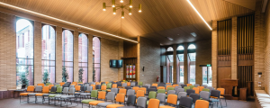 Industralight strip and linear lighting at Santa Maria College's Chapel and courtyard in Victoria.