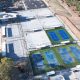 Birdseye view of the development of the Glen Waverly Sports Hub tennis courts and foundation slab